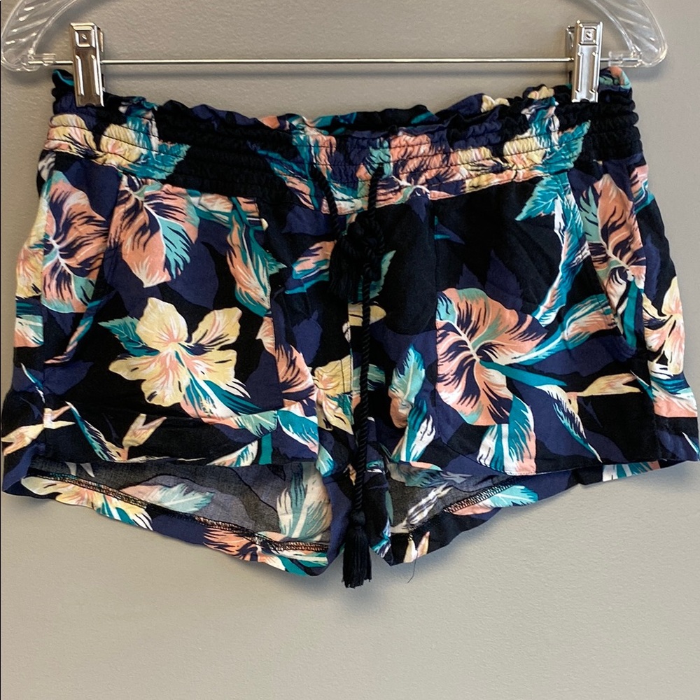 Roxy High Waist Blue and Pink Tropical Shorts